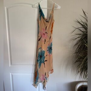 Floral print cowl neck dress